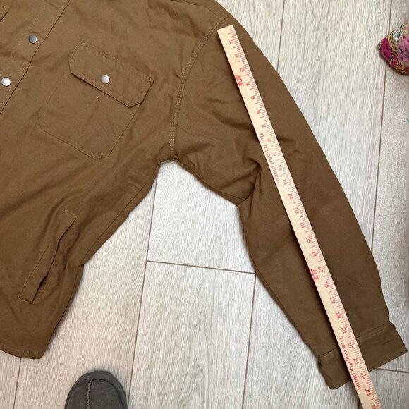 Work N Sport Men's Shirt Jacket Sz 2X Brown Canvas Flannel Lined Hooded - Picture 7 of 8